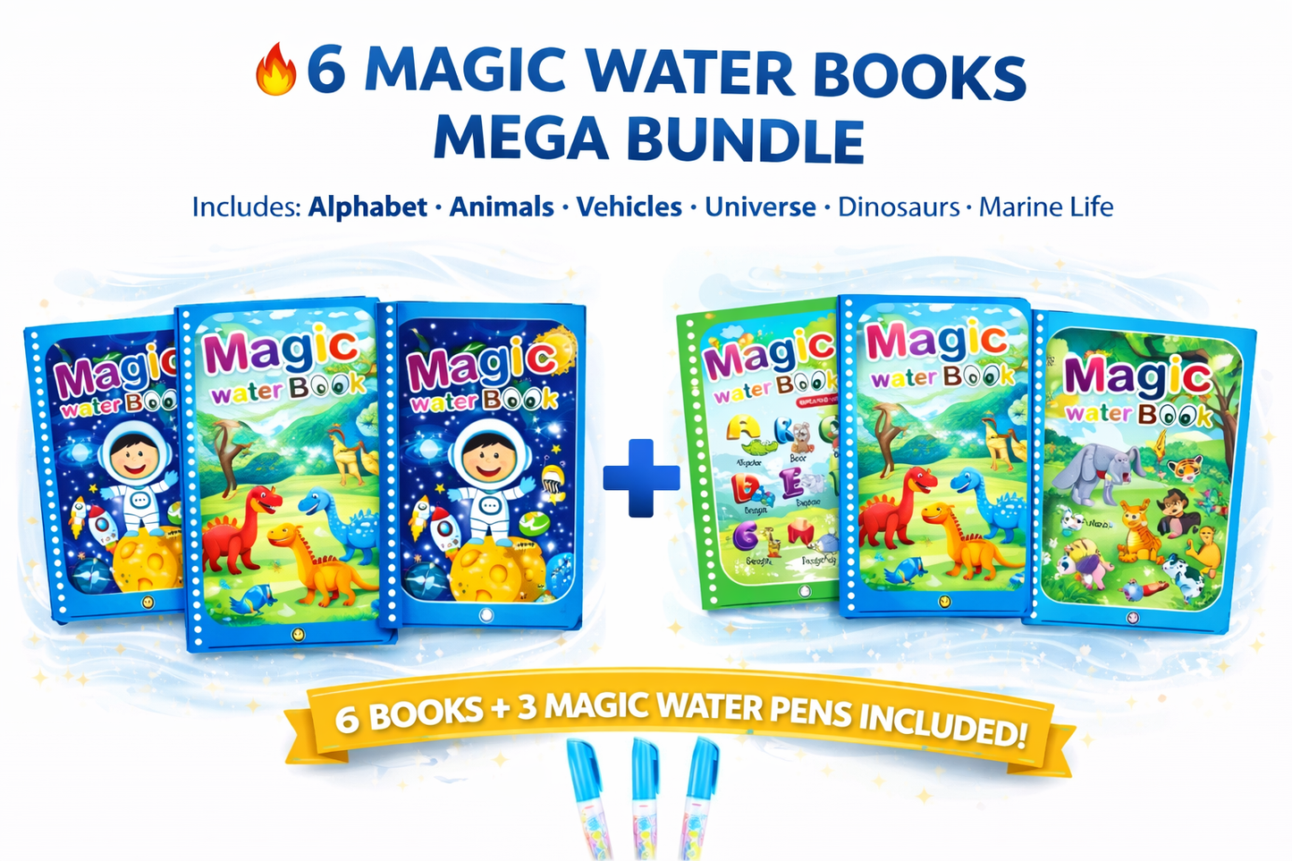 Creava™ 3 Magic Water Art Bundle - Mess-Free Learning Fun for Curious Kids ( Ages 2-6 )